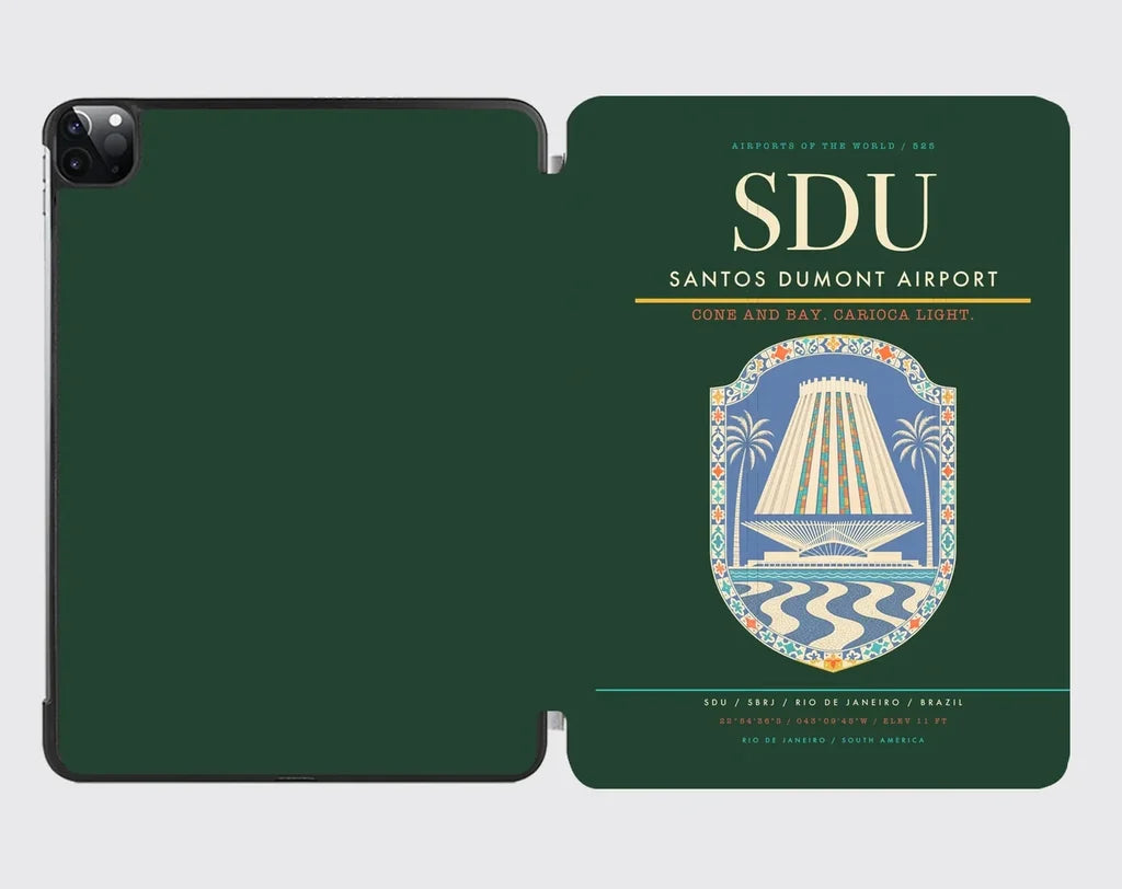 Santos Dumont Airport (SDU) design on dark green ipad tablet case