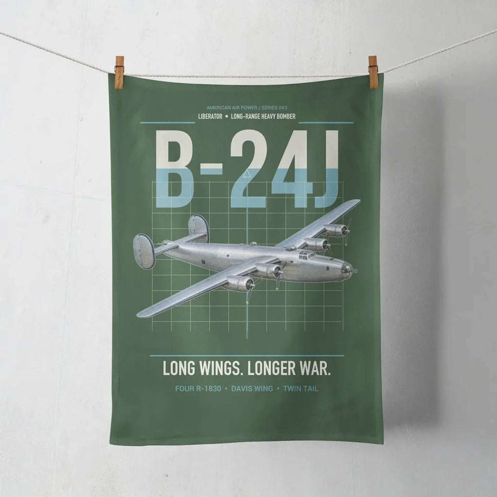 B-24J Liberator design on dark green towel