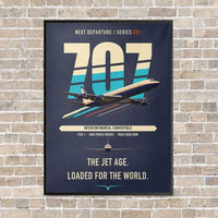 Thumbnail for Boeing 707-320C vertical canvas print - framed - navy blue background