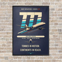 Thumbnail for Boeing 777F vertical canvas print - framed - navy blue background