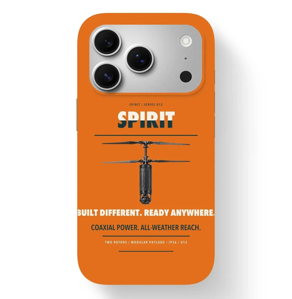 Ascent AeroSystems Spirit Case design on orange iphone case