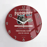 Thumbnail for PASSPORT design on dark red no frame wall clock
