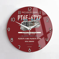 Thumbnail for PT6E-67XP design on dark red no frame wall clock