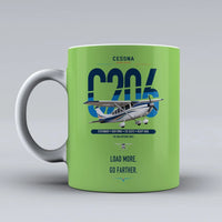 Thumbnail for Cessna 206 Stationair design on light green ceramic mug, double-side print