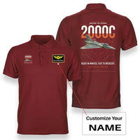 Thumbnail for Dassault Mirage 2000C RDI design on red+name double-side polo t-shirt, double-side print