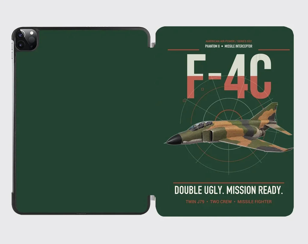 F-4C Phantom II design on dark green ipad tablet case