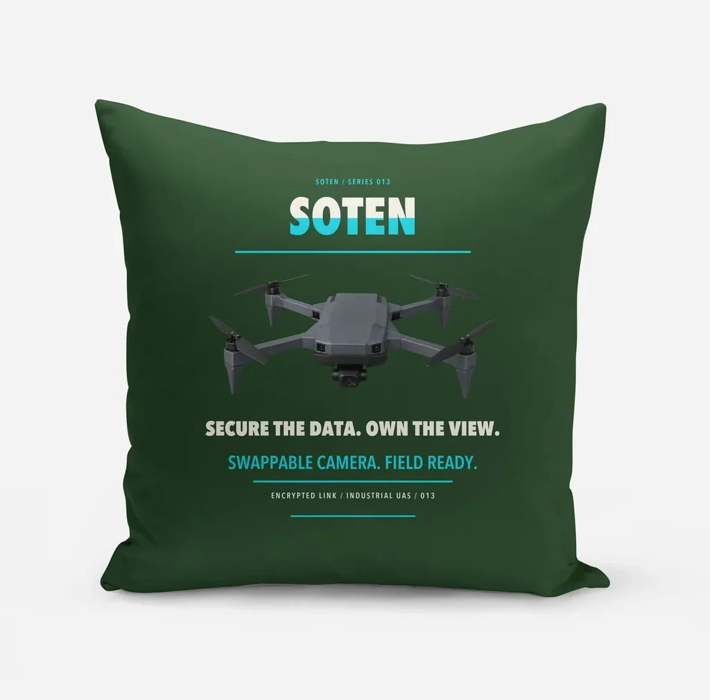 ACSL SOTEN design on dark green pillow