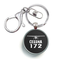 Thumbnail for Cessna 172 & Plane aviation circle key chain, stainless-steel disc.