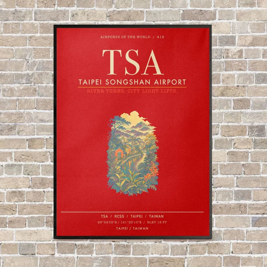 Taipei Songshan Airport TSA - Canvas Framed - Red
