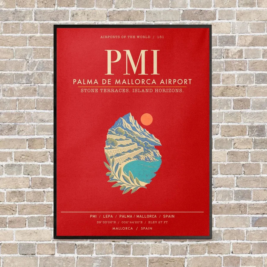 Palma de Mallorca Airport PMI - Canvas Framed - Red