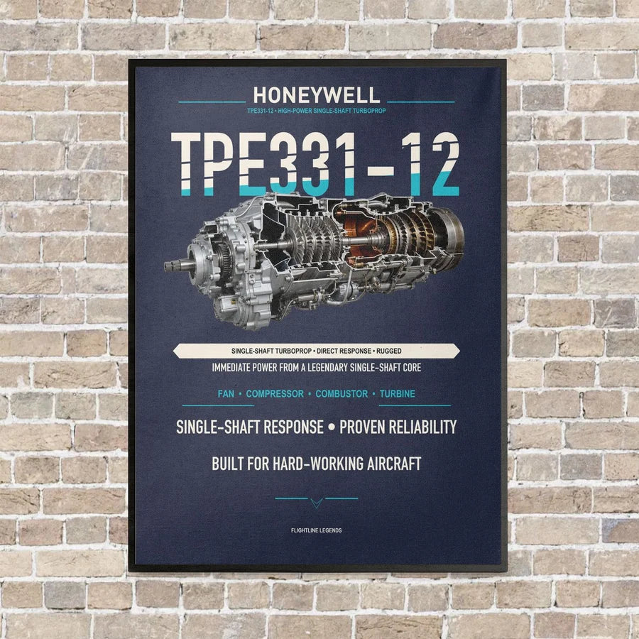 TPE331-12 vertical canvas print - framed - navy blue background