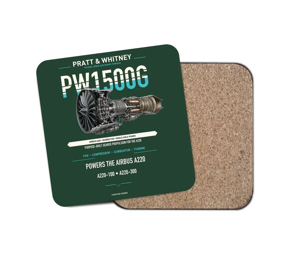 PW1500G design on dark green 1 piece coaster