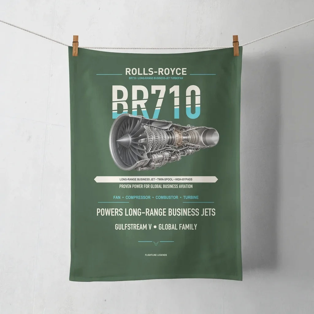 BR710 design on dark green towel