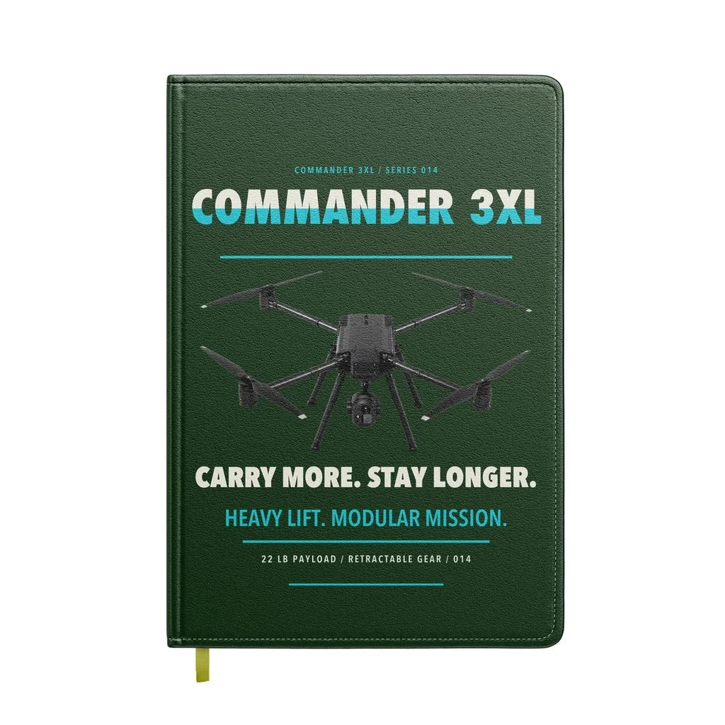 Draganfly Commander 3XL design on dark green notebook