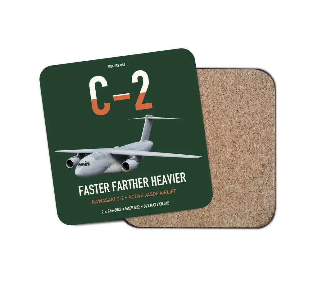 Kawasaki C-2 design on dark green 1 piece coaster
