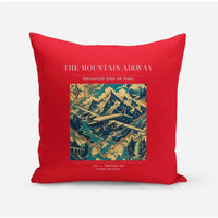Thumbnail for VINTAGE G4083 - The Mountain Airway - Designed Pillows design on red