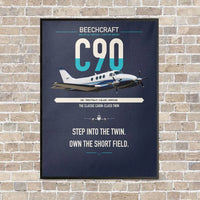 Thumbnail for Beechcraft King Air C90 vertical canvas print - framed - navy blue background