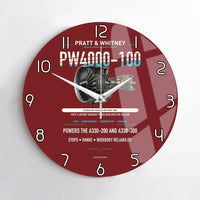 Thumbnail for PW4000-100 design on dark red no frame wall clock