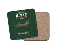 Thumbnail for Piasecki H-21C Shawnee design on dark green 1 piece coaster