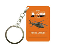Thumbnail for Sikorsky UH-60M Black Hawk design on orange designed key chain, double-side print