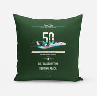 Thumbnail for Fokker 50 design on dark green pillow