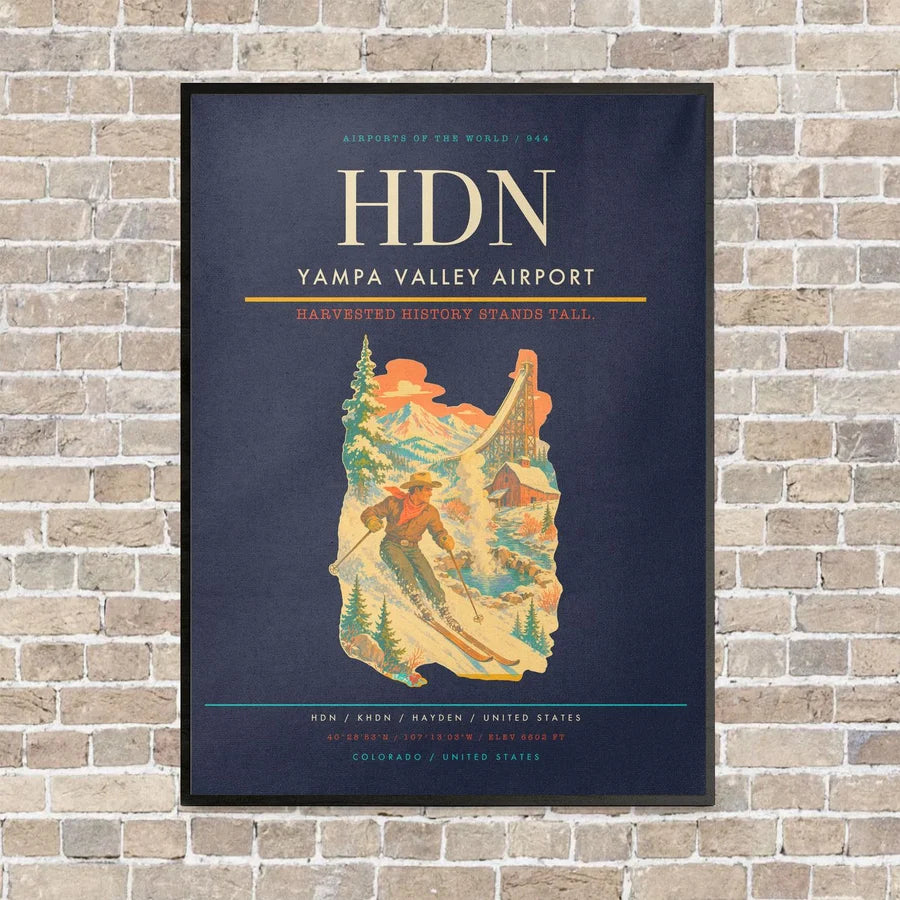 Yampa Valley Airport HDN vertical canvas print - framed - navy blue background