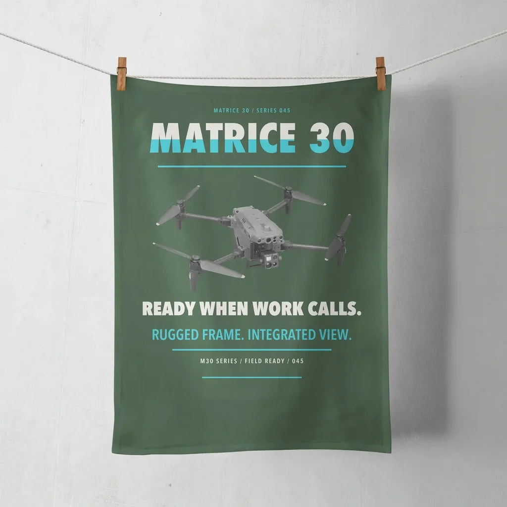 DJI Matrice 30 design on dark green towel