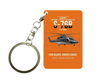 Thumbnail for Sikorsky S-76B design on orange designed key chain, double-side print