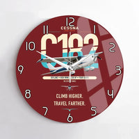 Thumbnail for Cessna 182 Skylane design on dark red no frame wall clock
