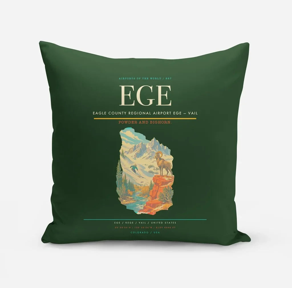 Eagle County Regional Airport (EGE) design on dark green pillow