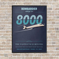 Thumbnail for Bombardier Global 8000 vertical canvas print - framed - navy blue background