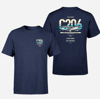 Thumbnail for Cessna 206 Stationair design on navy blue t-shirt, double-side print