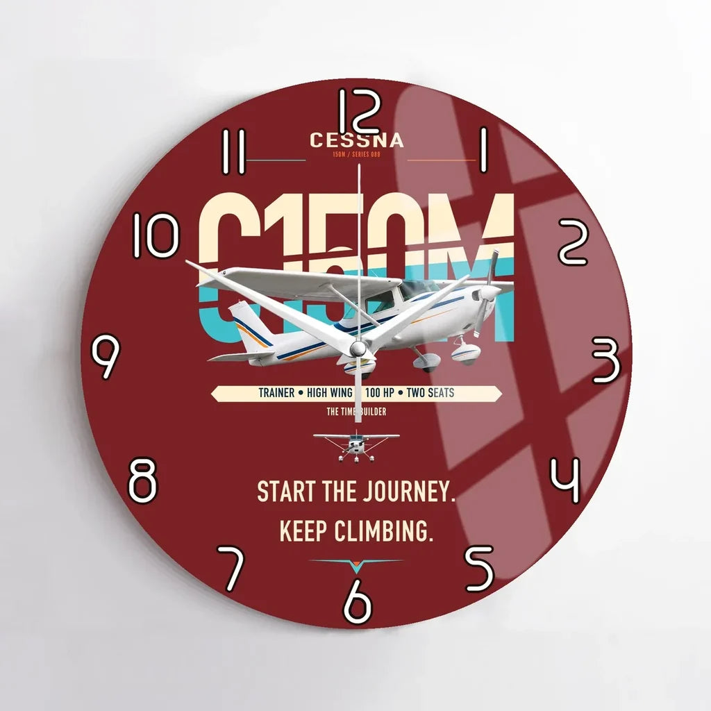 Cessna 150M design on dark red no frame wall clock