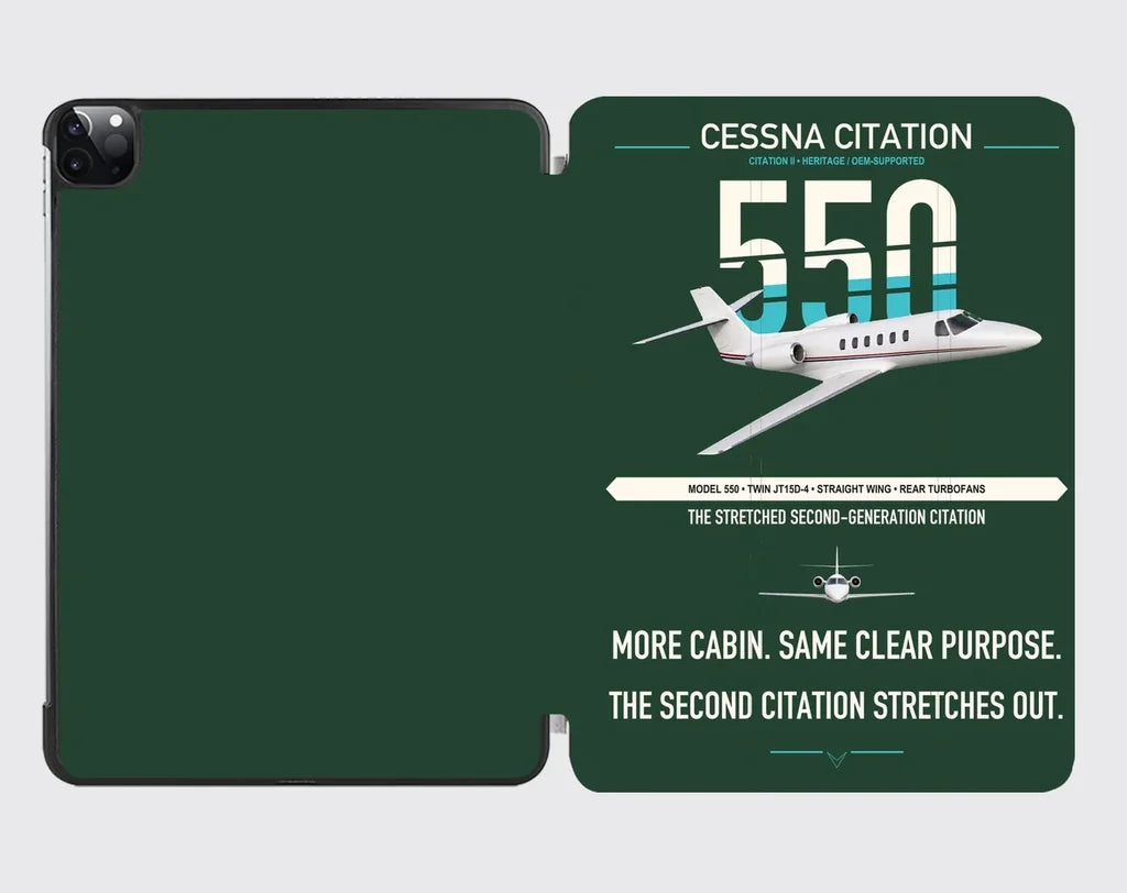 Cessna Citation 550 - Citation II design on dark green ipad tablet case