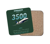 Thumbnail for Bombardier Challenger 3500 design on dark green 1 piece coaster