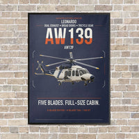 Thumbnail for Leonardo AW139 vertical canvas print - framed - navy blue background
