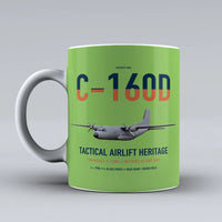 Thumbnail for Transall C-160D design on light green ceramic mug, double-side print