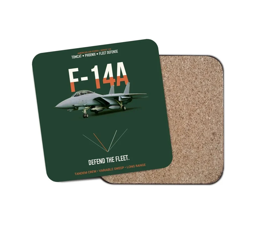 F-14A Tomcat Defend The Fleet design on dark green 1 piece coaster
