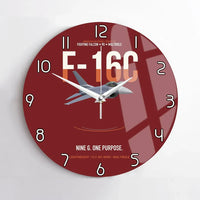 Thumbnail for F-16C Fighting Falcon Nine G One Purpose design on dark red no frame wall clock