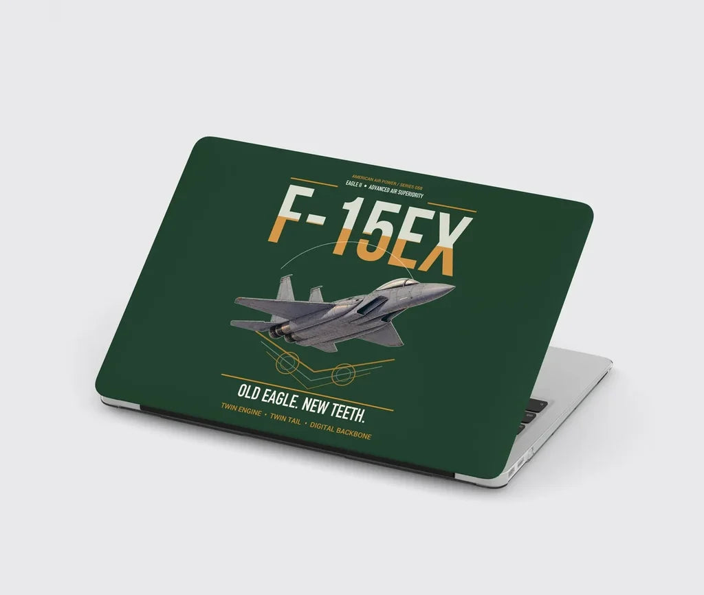 F-15EX Eagle II design on dark green MacBook case