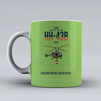 Thumbnail for Kaman HH-43B Huskie design on light green ceramic mug, double-side print