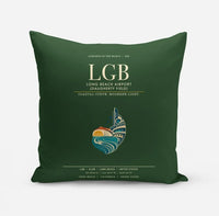 Thumbnail for Long Beach Airport (Daugherty Field) (LGB) design on dark green pillow