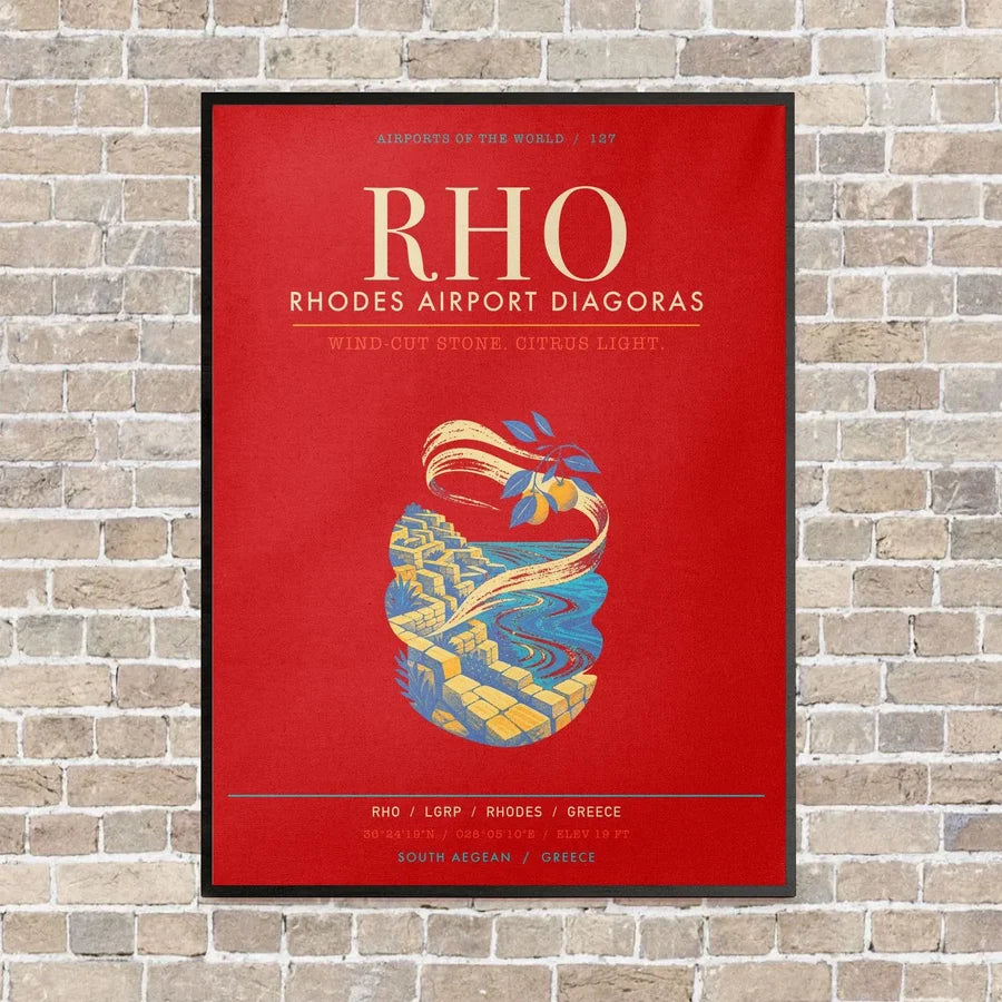 Rhodes Airport Diagoras RHO - Canvas Framed - Red