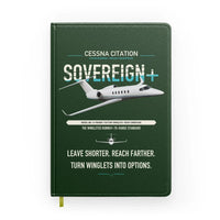 Thumbnail for Cessna Citation Sovereign+ design on dark green notebook