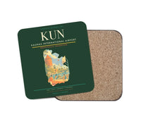 Thumbnail for Kaunas International Airport (KUN) design on dark green 1 piece coaster