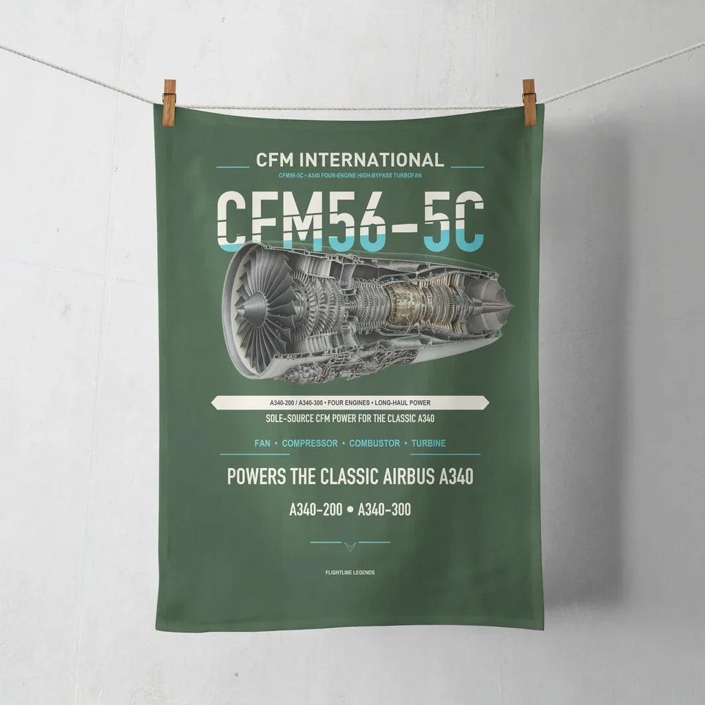 CFM56-5C design on dark green towel