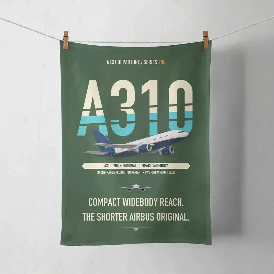 Airbus A310-200 design on dark green towel