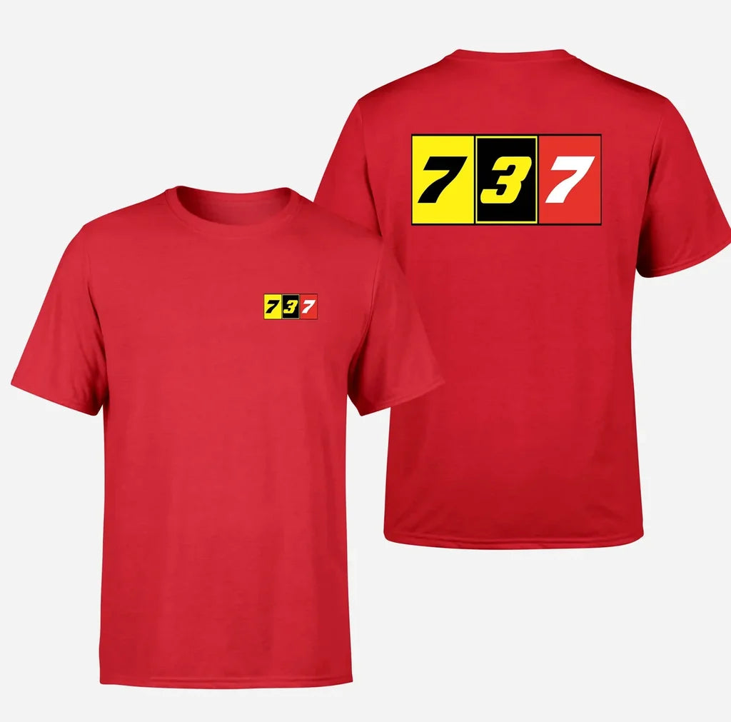Flat Colourful 737 Designed Double-Side T-Shirts - view 13