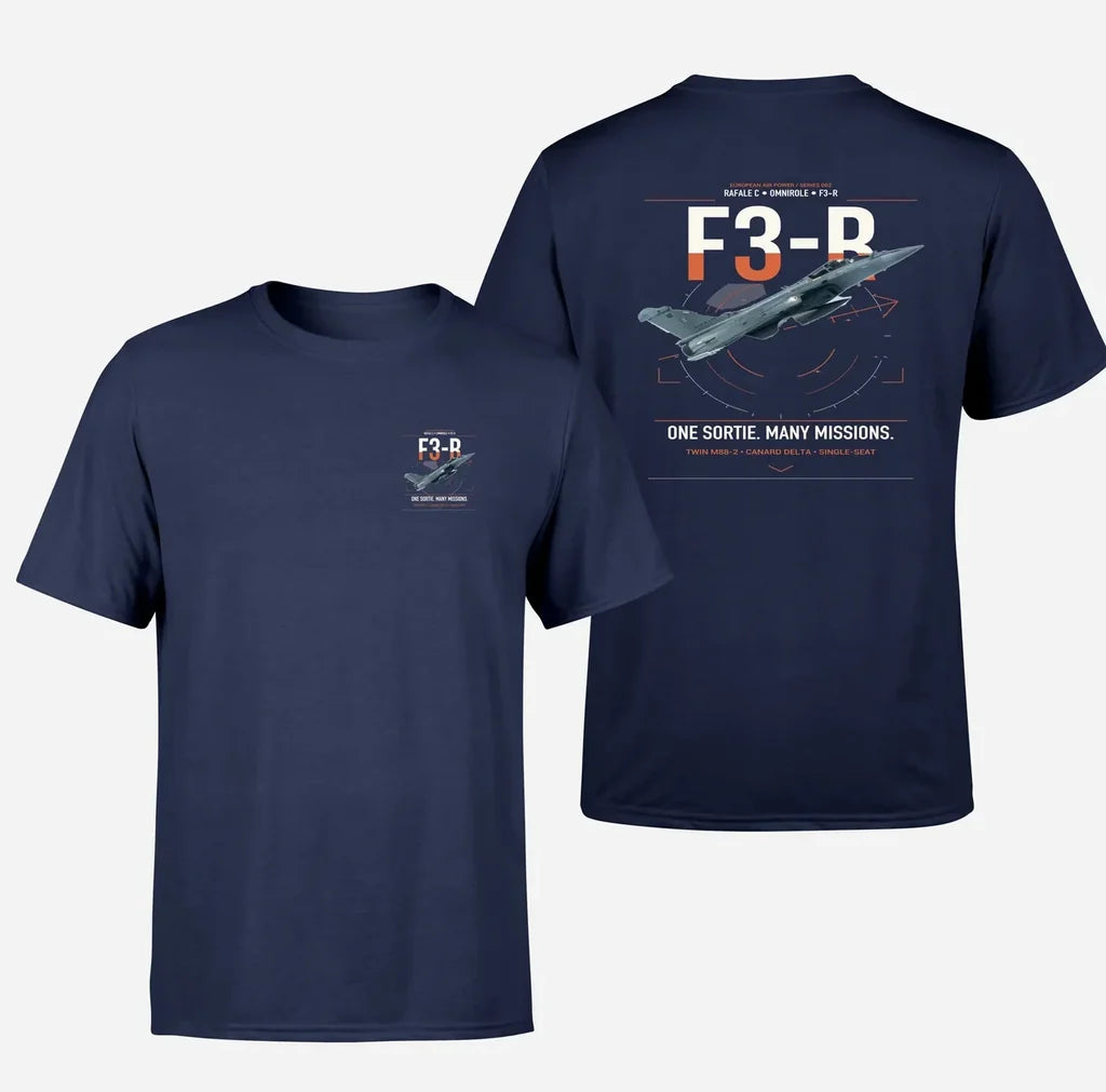 Dassault Rafale C — F3-R standard design on navy blue t-shirt, double-side print