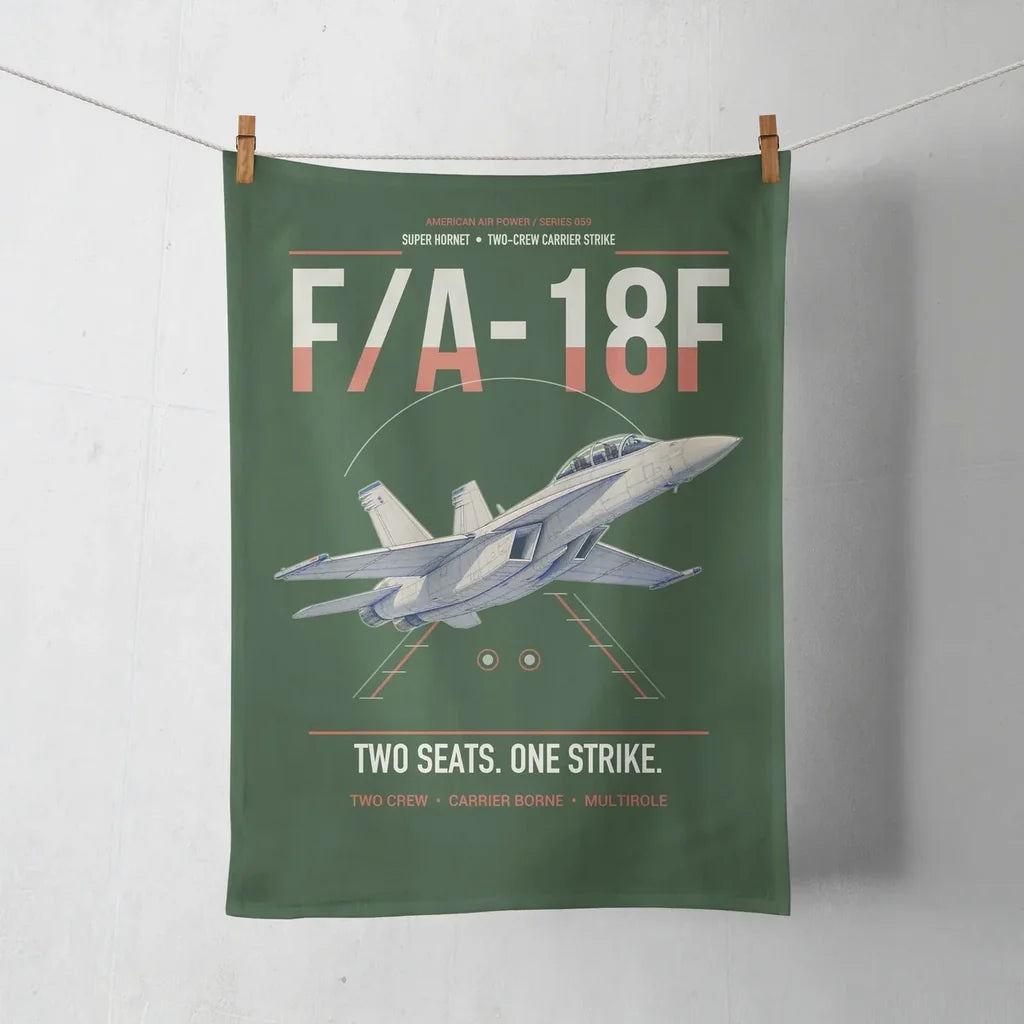 F-A-18F Super Hornet design on dark green towel